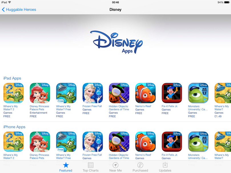 Disney's 'shop window' on the App Store.